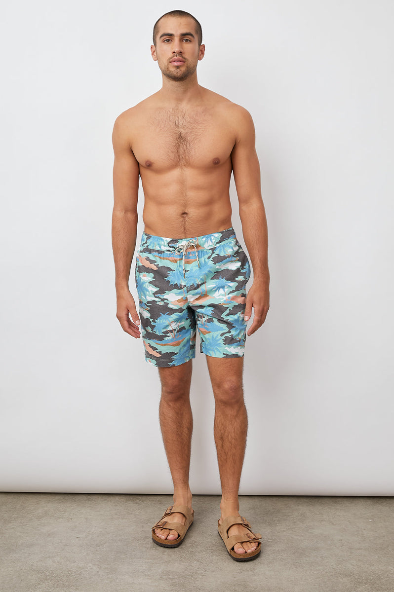 Rails Kian Swim Short in Palm Shadow Aqua - FINAL SALE