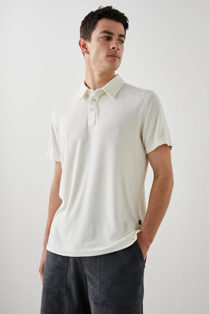 RHEN TERRY PEARL POLO SHIRT - FRONT