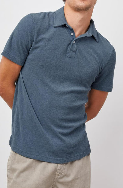 RHEN BLUE MIRAGE SHORT SLEEVE POLO- FRONT