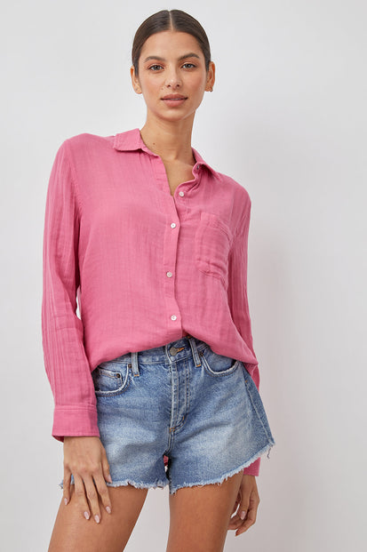 ELLIS PINK PUNCH LONG SLEEVE BUTTON DOWN- FRONT