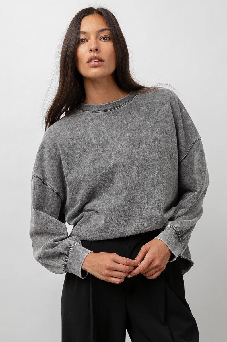 ASOS DESIGN oversized mini sweatshirt dress in acid wash charcoal