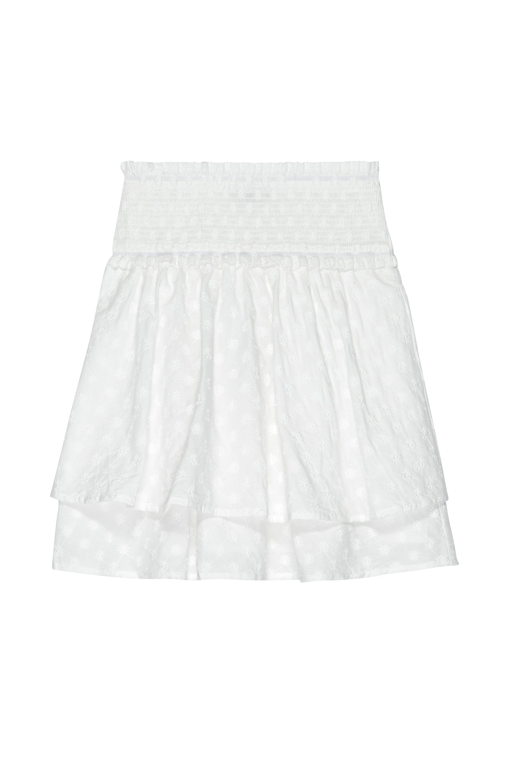 ADDISON SKIRT - WHITE EMBROIDERED DAISIES