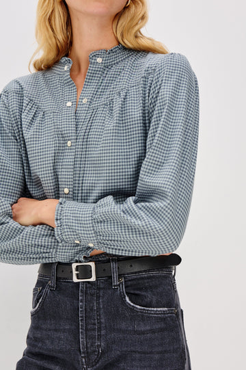 ALANNA SHIRT - STONE BLUE CHECK