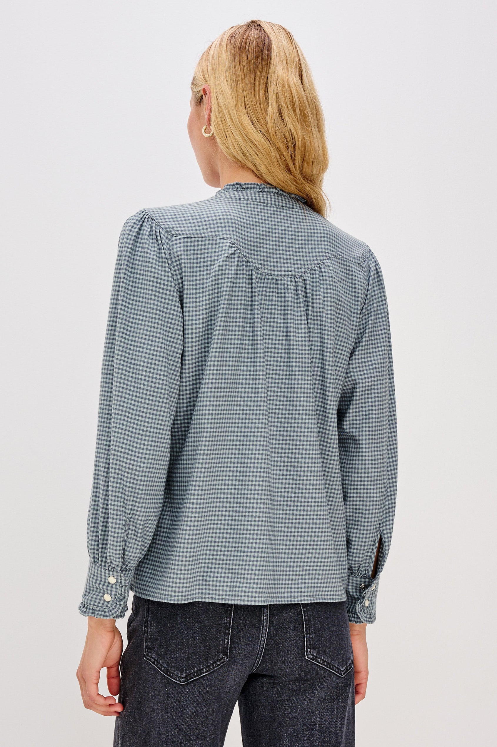 ALANNA SHIRT - STONE BLUE CHECK