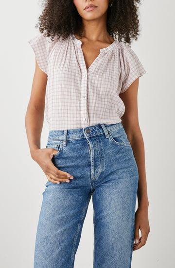 ALENA TOP SOFT ROSE CHECK - FRONT