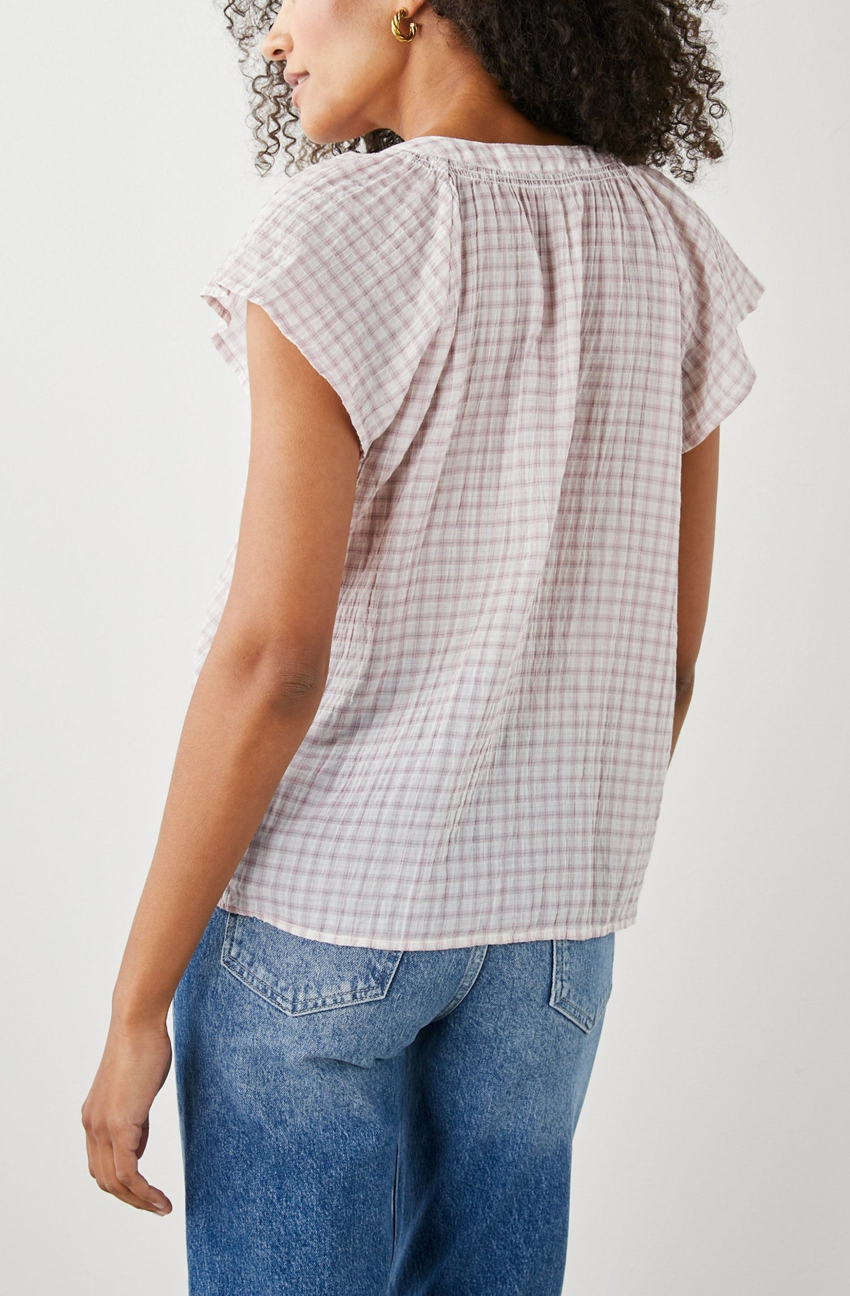 ALENA TOP SOFT ROSE CHECK - BACK