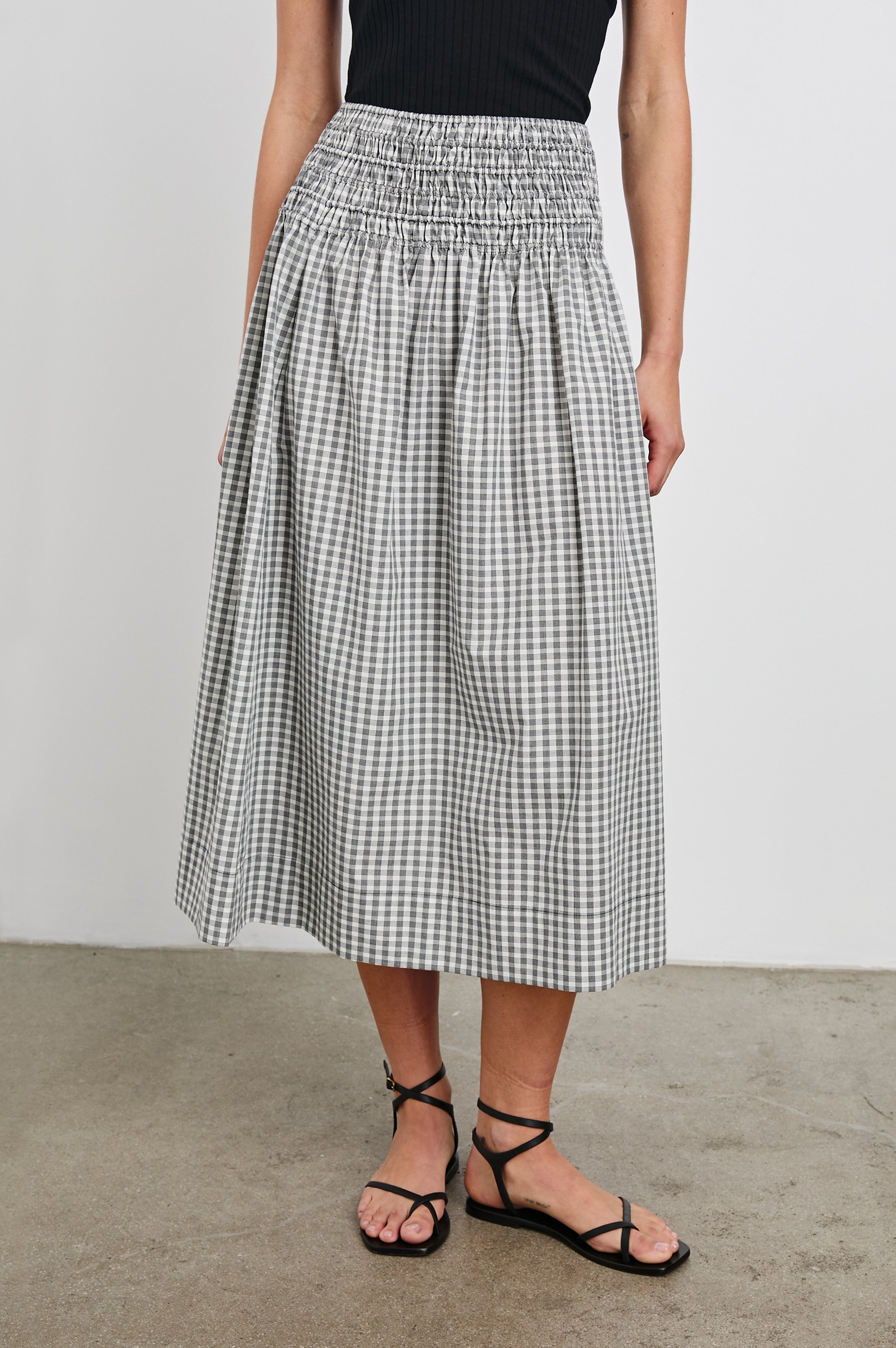 ALESSA SKIRT - IVORY JET GINGHAM – Rails UK
