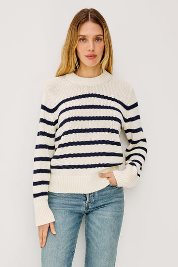 ALISE SWEATER - IVORY NAVY STRIPE