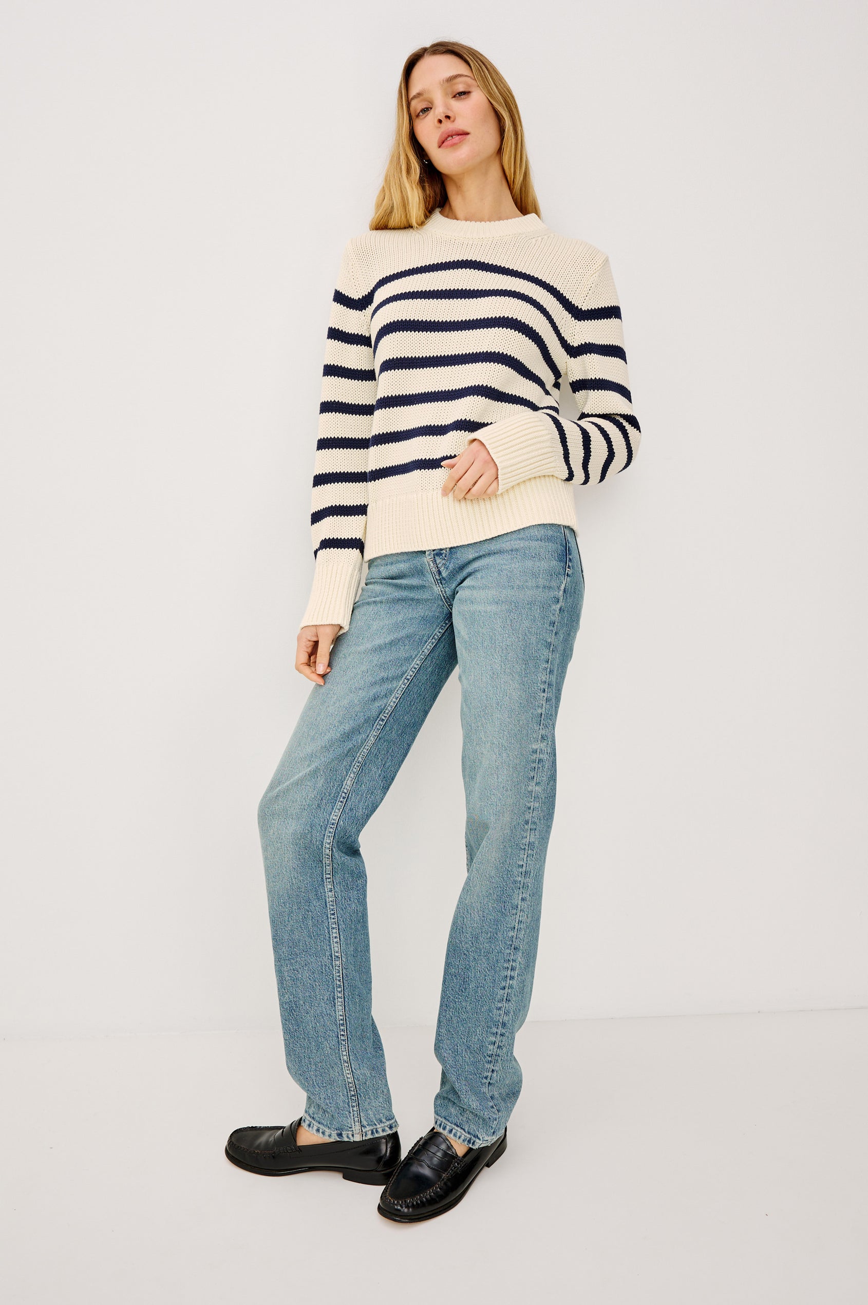 ALISE SWEATER - IVORY NAVY STRIPE