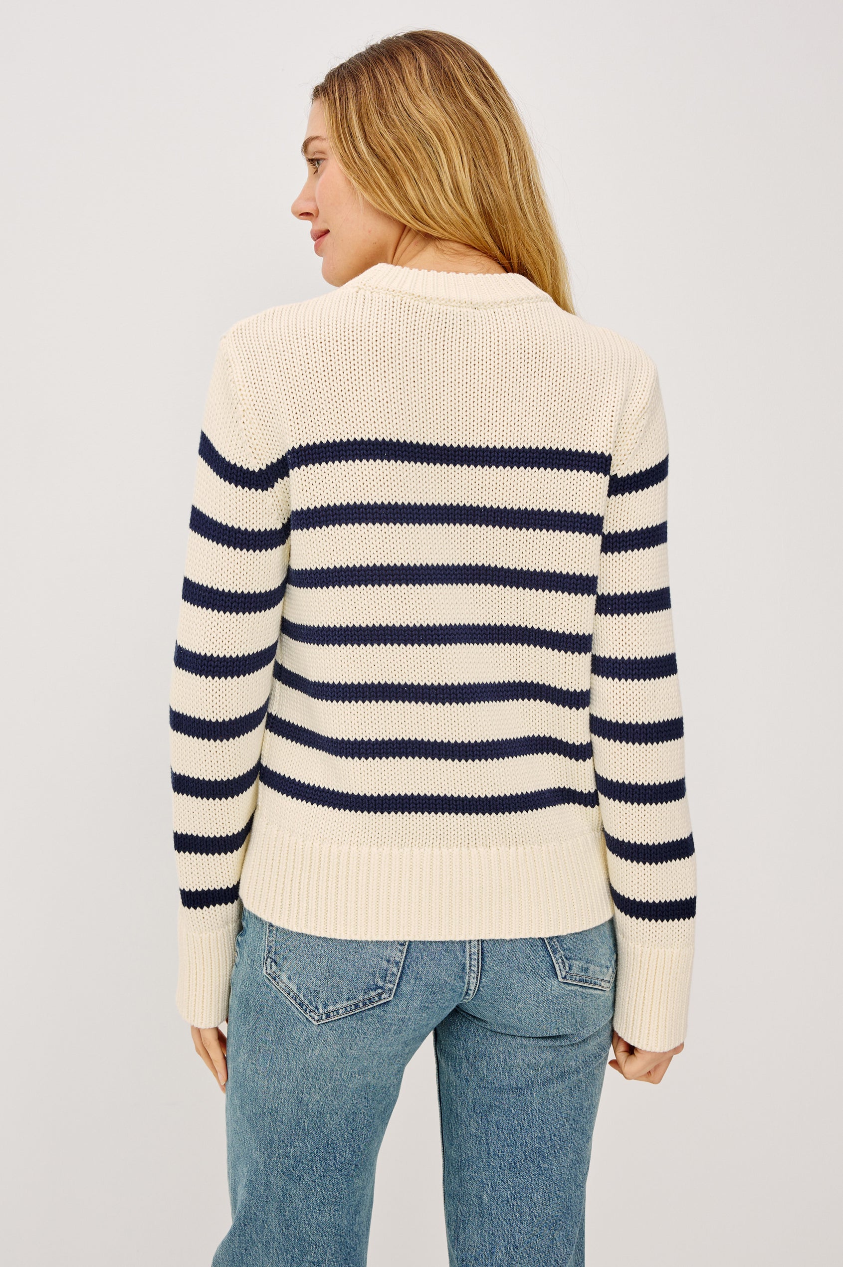 ALISE SWEATER - IVORY NAVY STRIPE