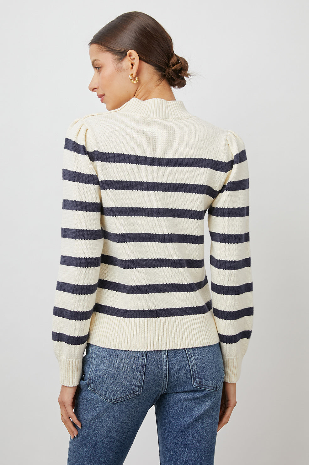 ALLIE SWEATER IVORY NAVY STRIPE - BACK BODY