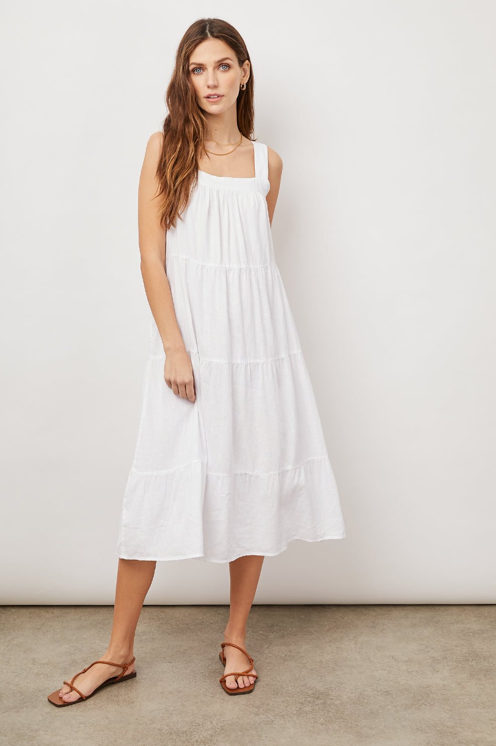 Amaya Bright White Tank Dress - front full body