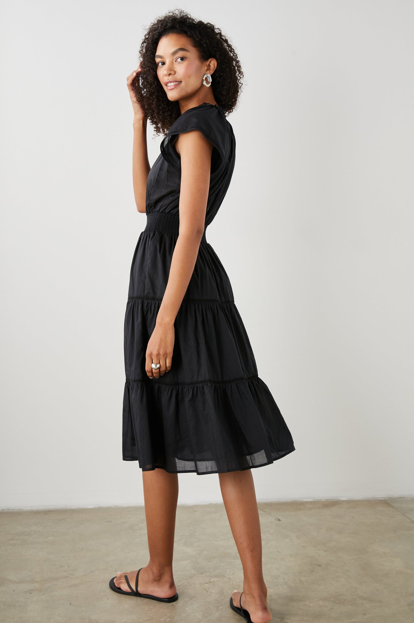 AMELLIA DRESS TRUE BLACK LACE DETAIL - BACK ANGLE