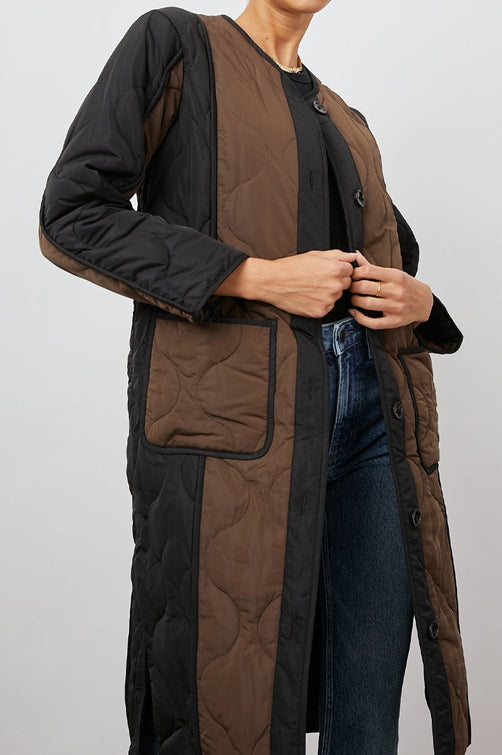 ANDRES BLACK BROWN MIX COAT- FRONT OPEN