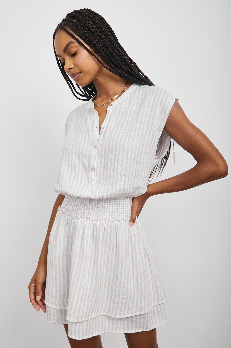 ANGELICA DUNE STRIPE DRESS- FRONT ANGLE