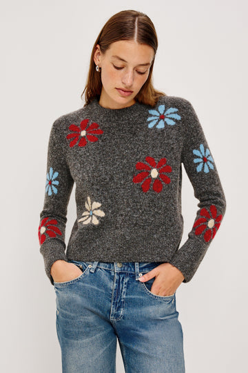ANISE SWEATER - CHARCOAL WINTER FLORAL