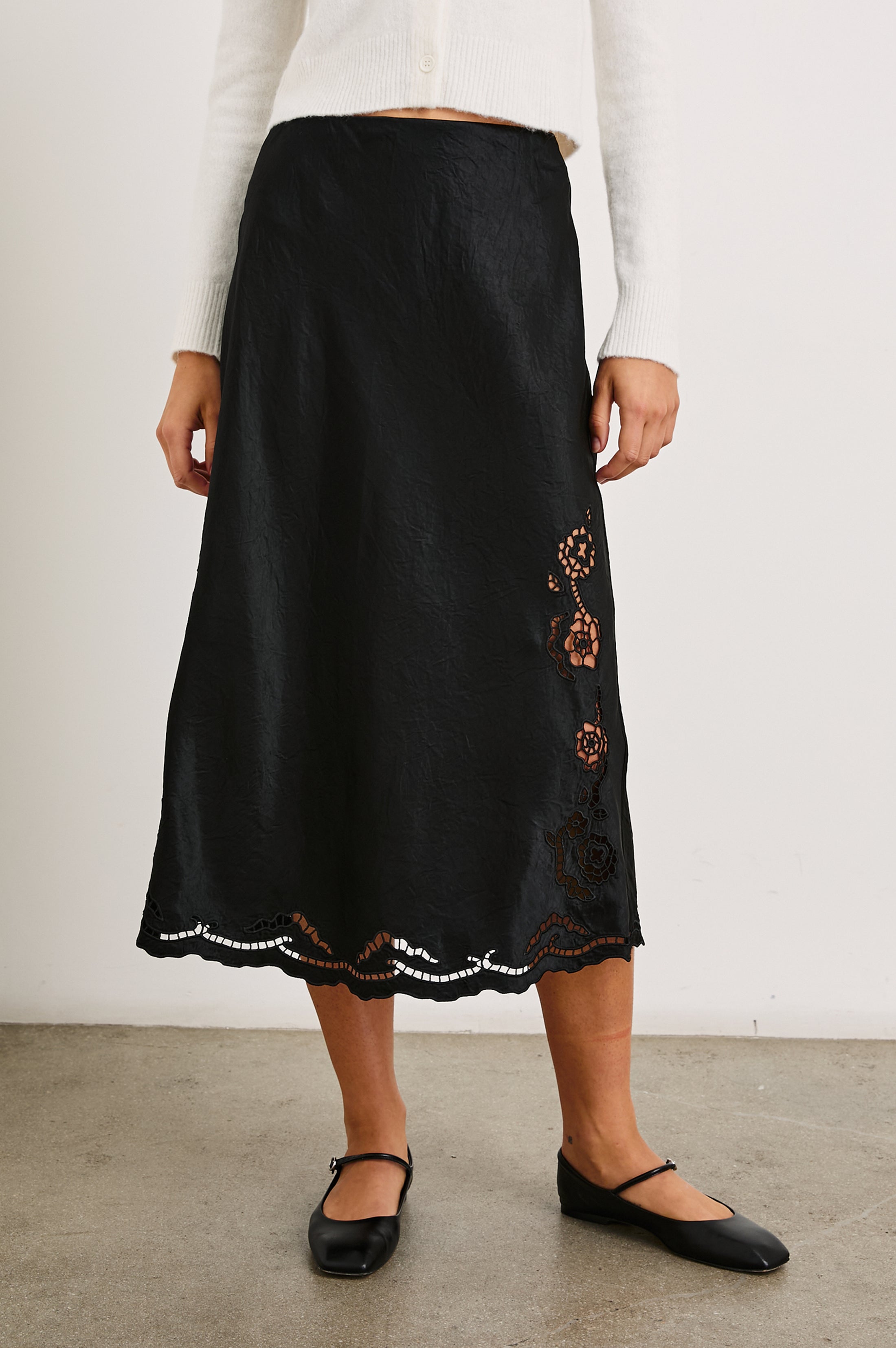 ANYA SKIRT - BLACK EYELET – Rails UK