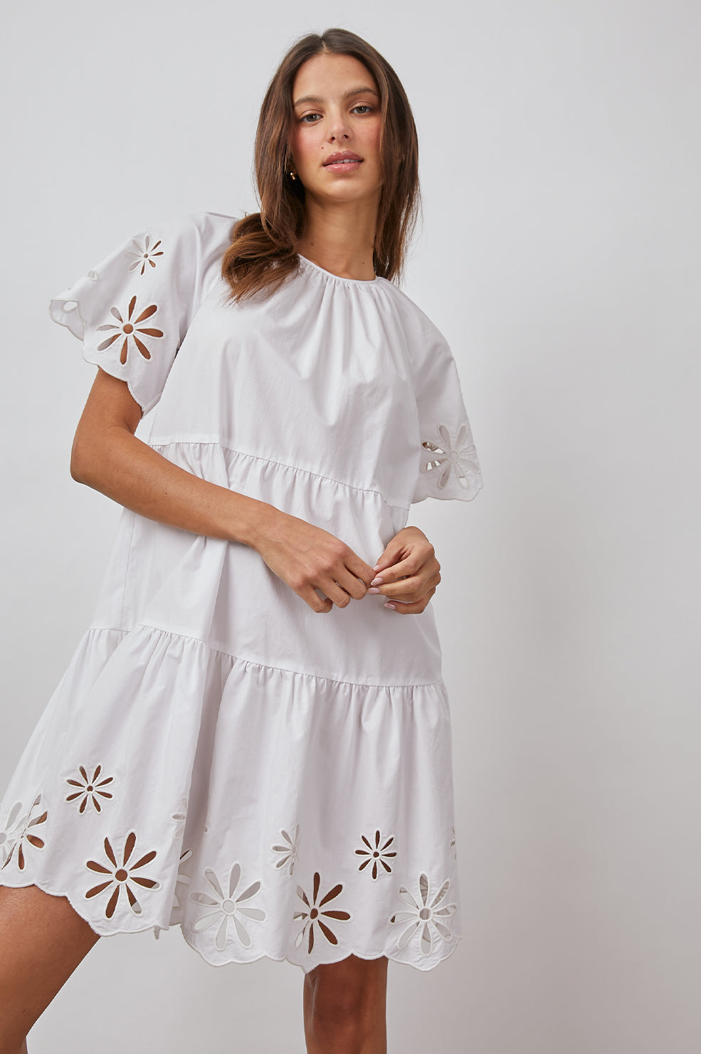 ARIELLE WHITE EYELET DRESS - FRONT