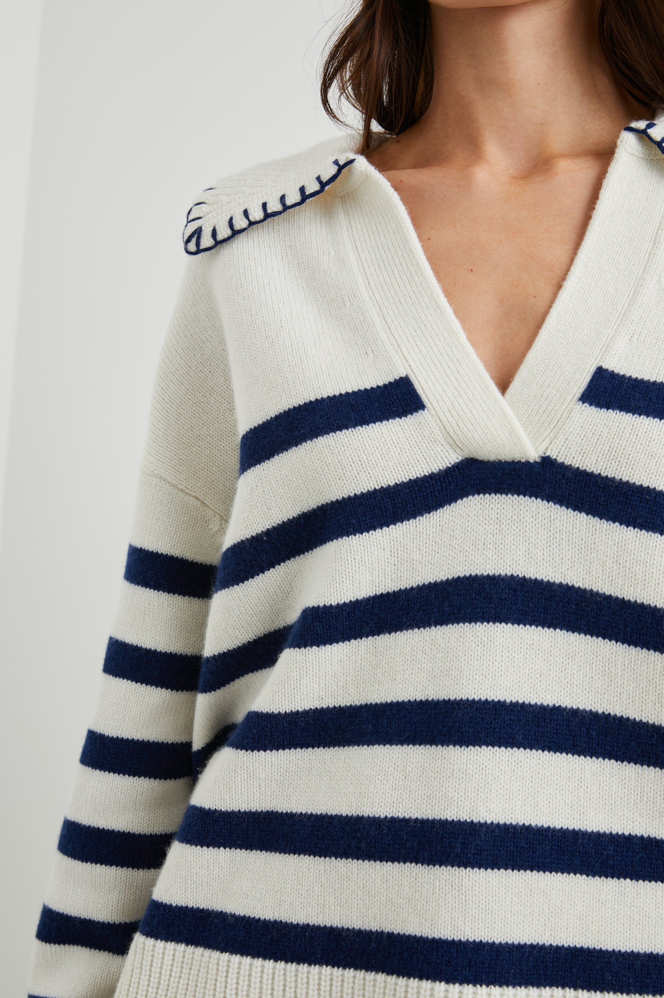 ATHENA SWEATER - IVORY NAVY STRIPE – Rails UK