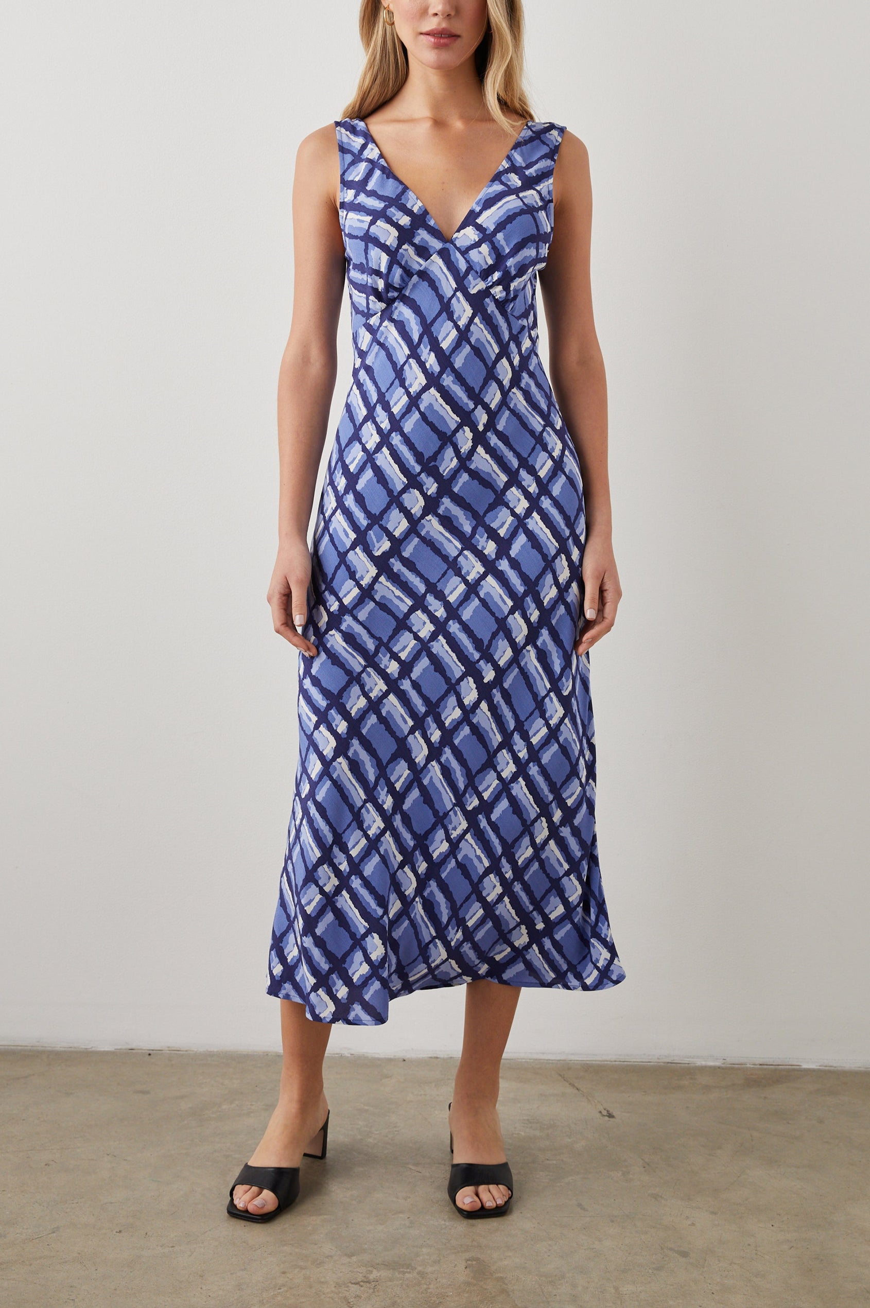 AUDRINA AZURE PLAID DRESS - FULL BODY