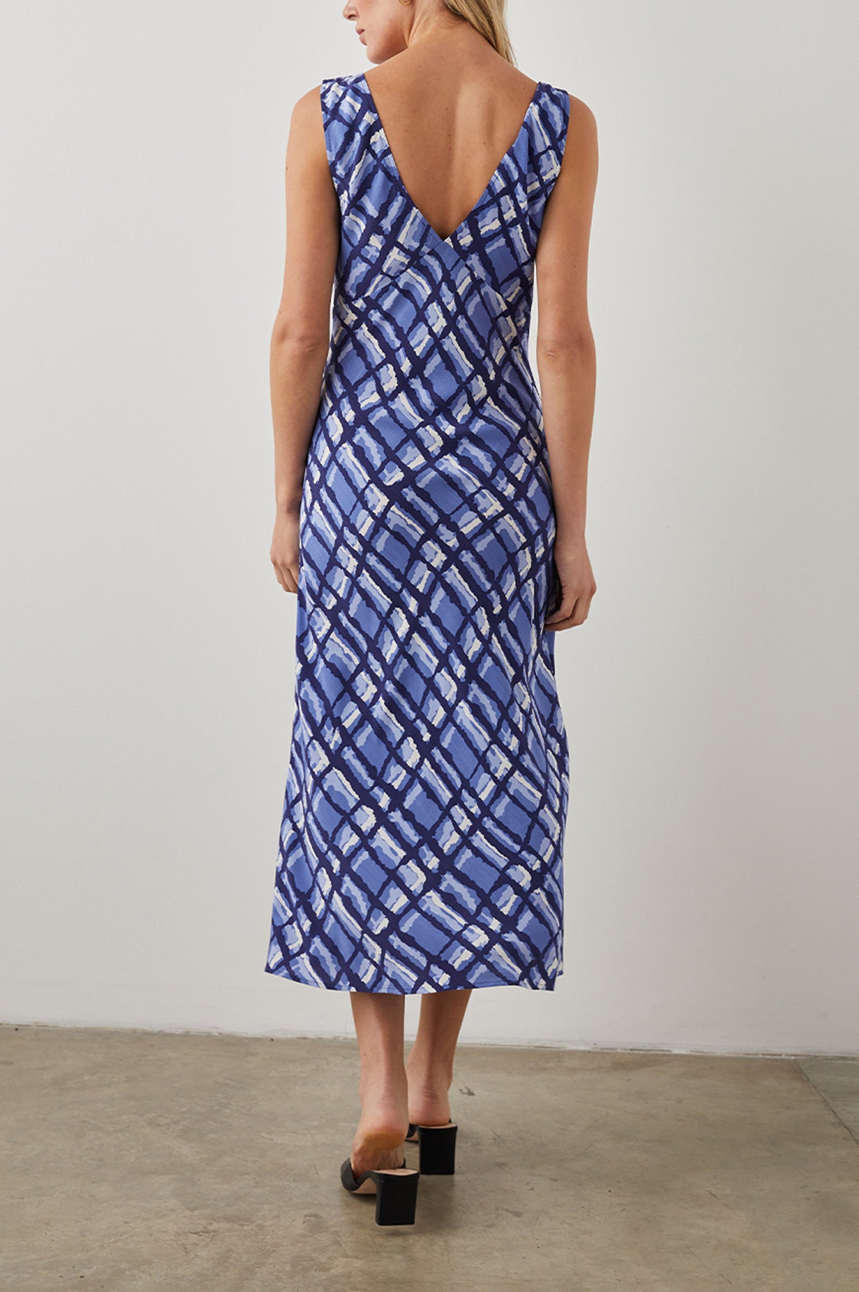 AUDRINA AZURE PLAID DRESS - BACK BODY