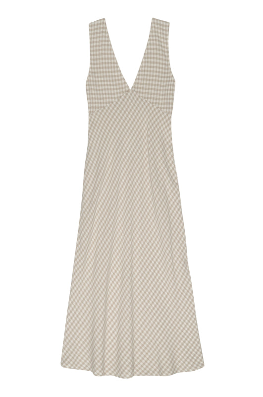 AUDRINA DRESS - SAND GINGHAM