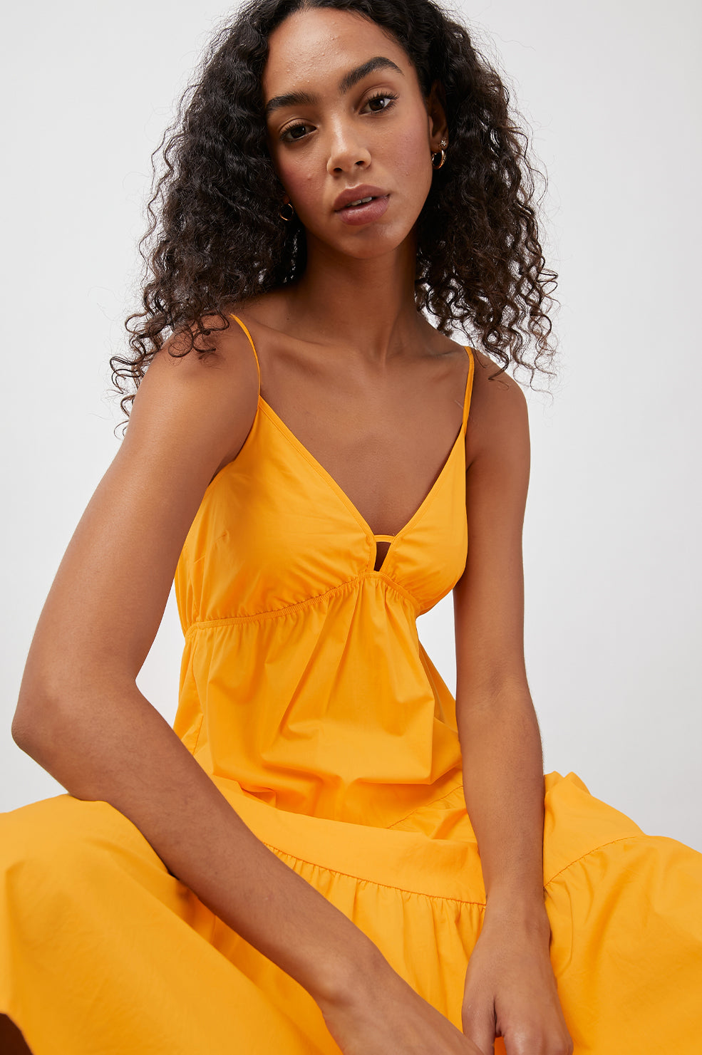 AVRIL MARIGOLD DRESS- FRONT IN MOTION