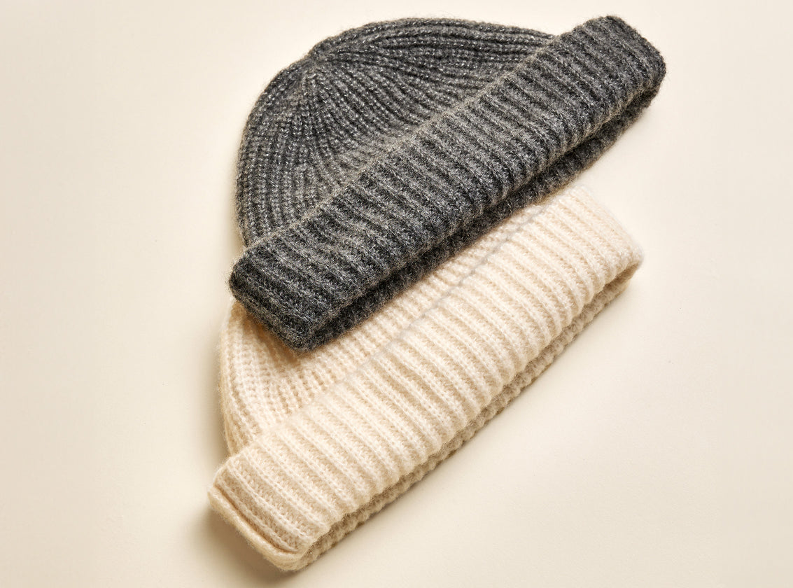 EDITORIAL IMAGE OF TWO KNIT HATS