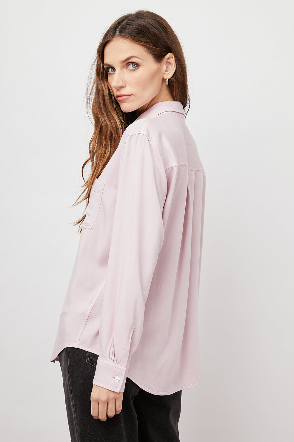 BARRETT DUSTY ROSE LONG SLEEVE BUTTON DOWN- BACK ANGLE