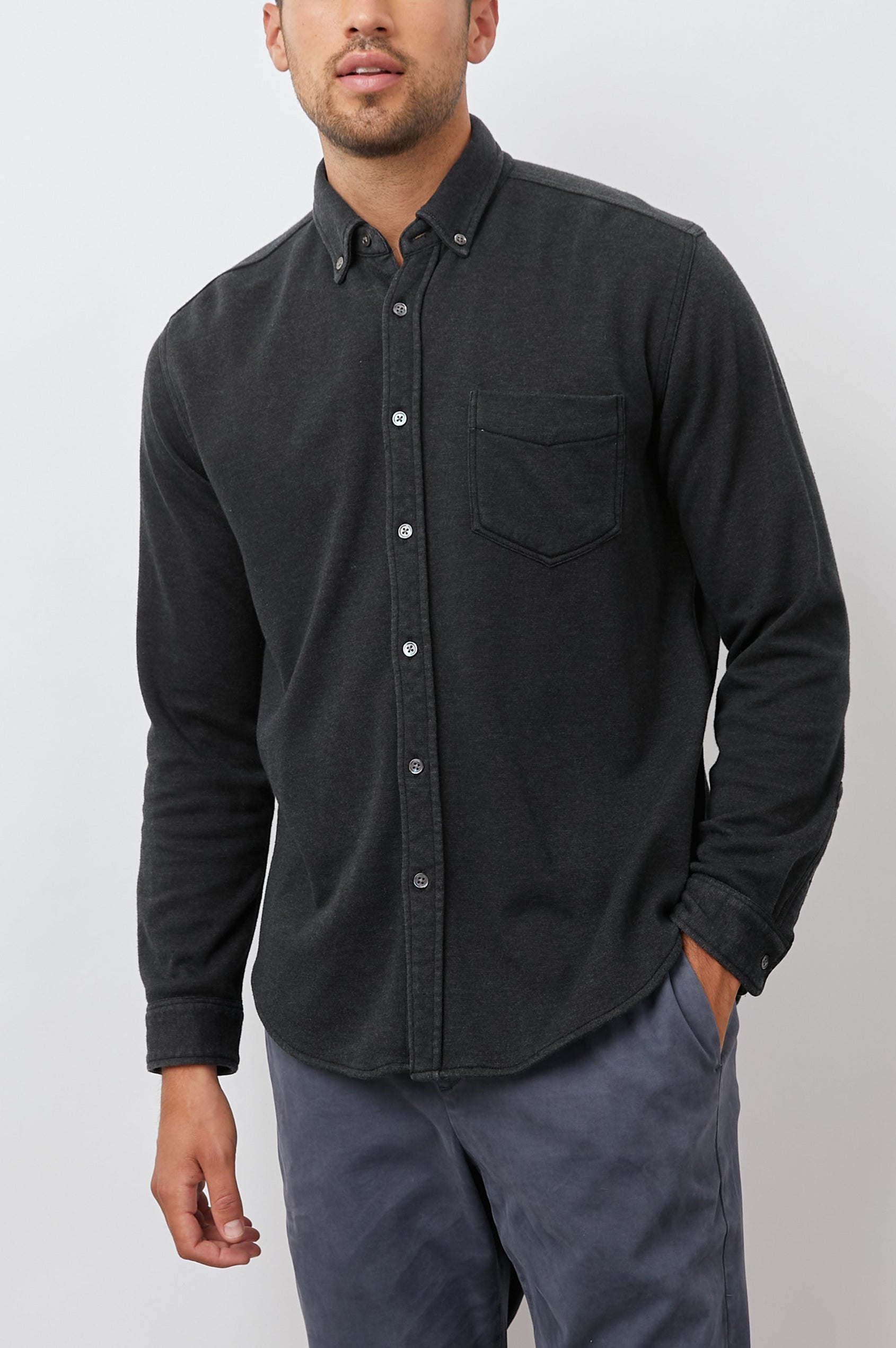BERKELEY SHIRT WASHED BLACK - FRONT BODY