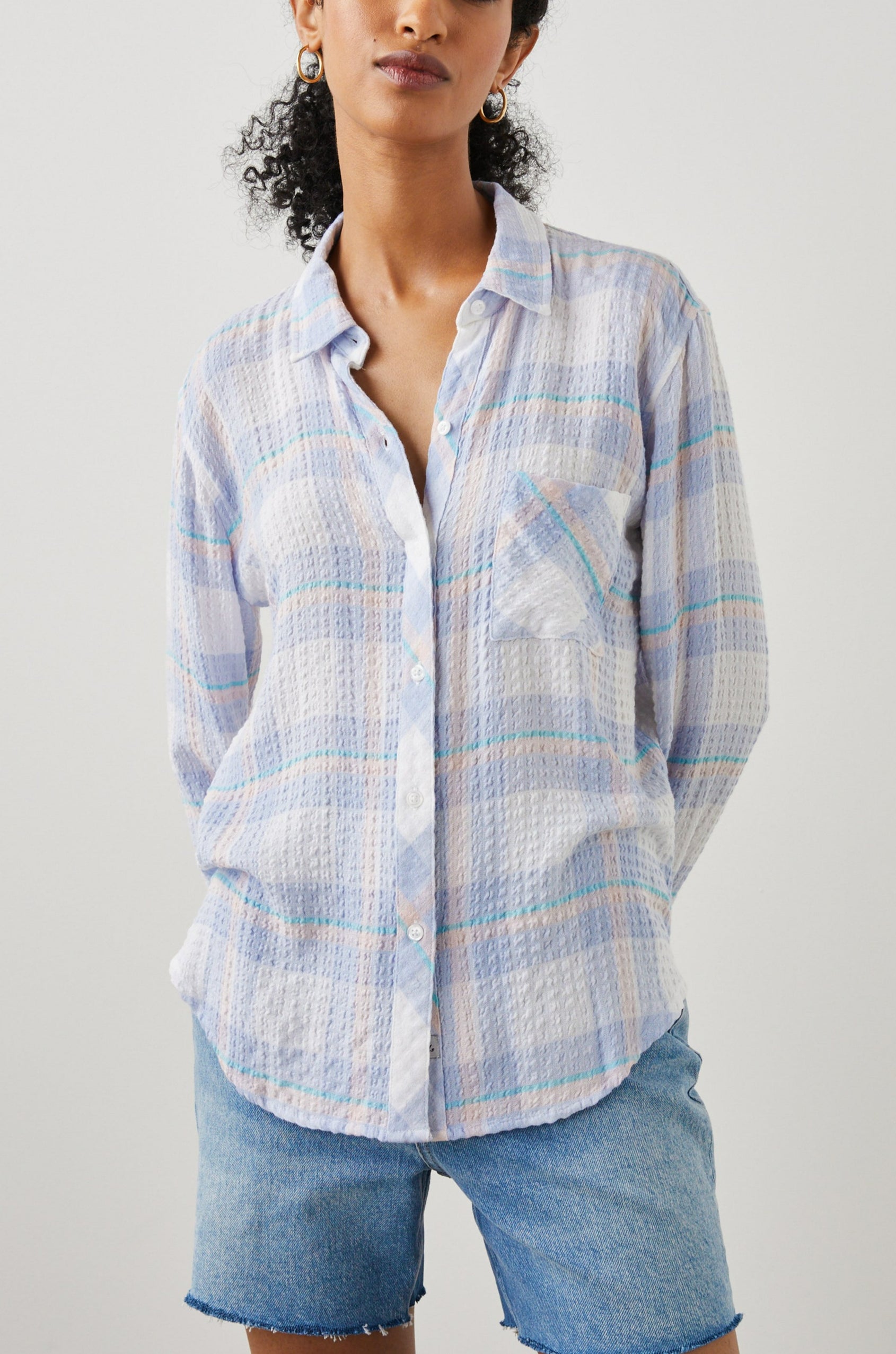 BRADY SHIRT WHITE PERRIWINKLE PEACH - FRONT BODY