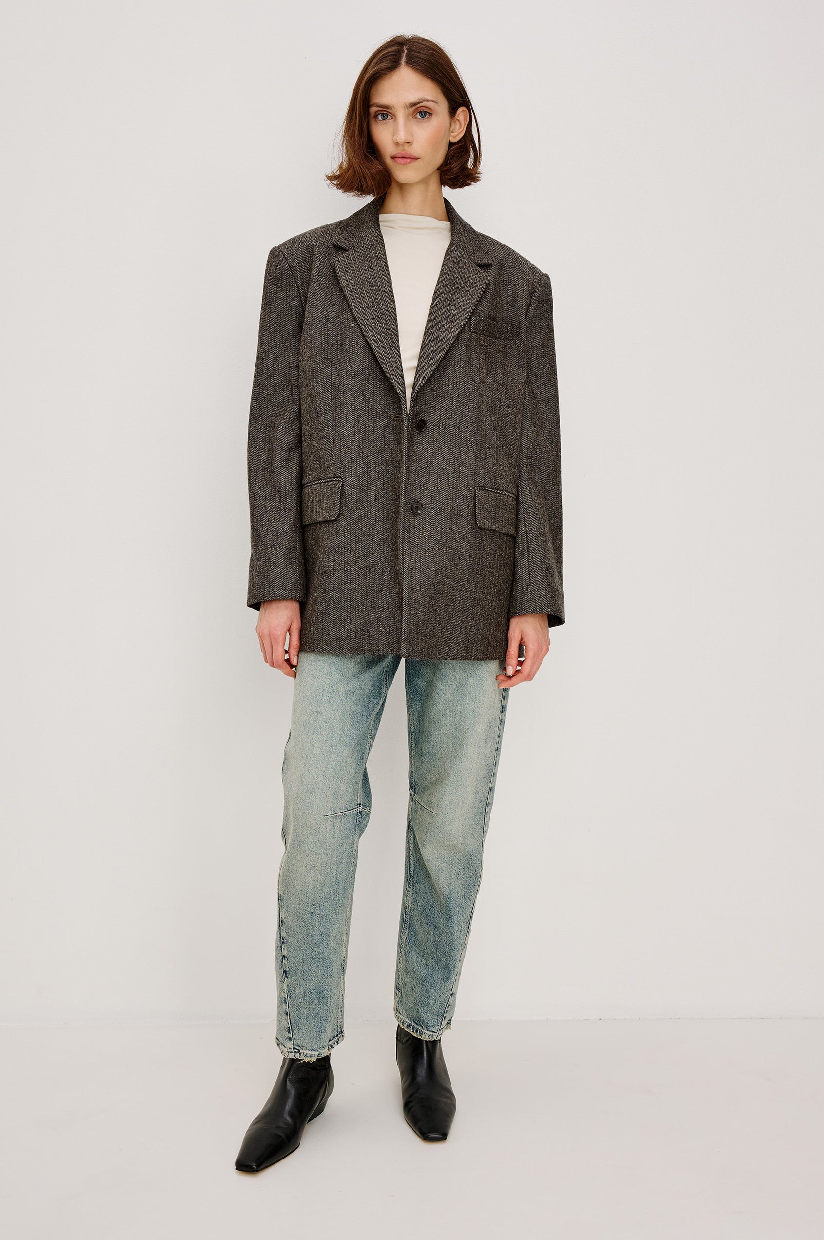 BRIDGES BLAZER - CAMEL BLACK HERRINGBONE