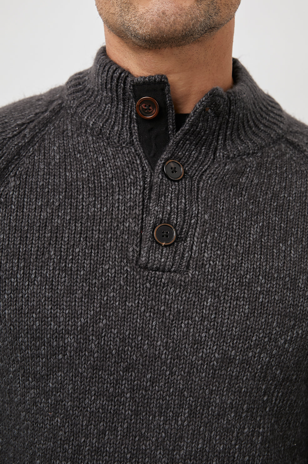 Buckley Smoke Quarter Button Long Sleeve - close up