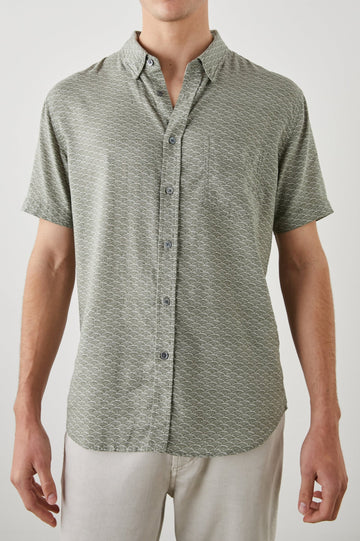 CARSON HAMA WAVE OLIVE SHIRT - FRONT