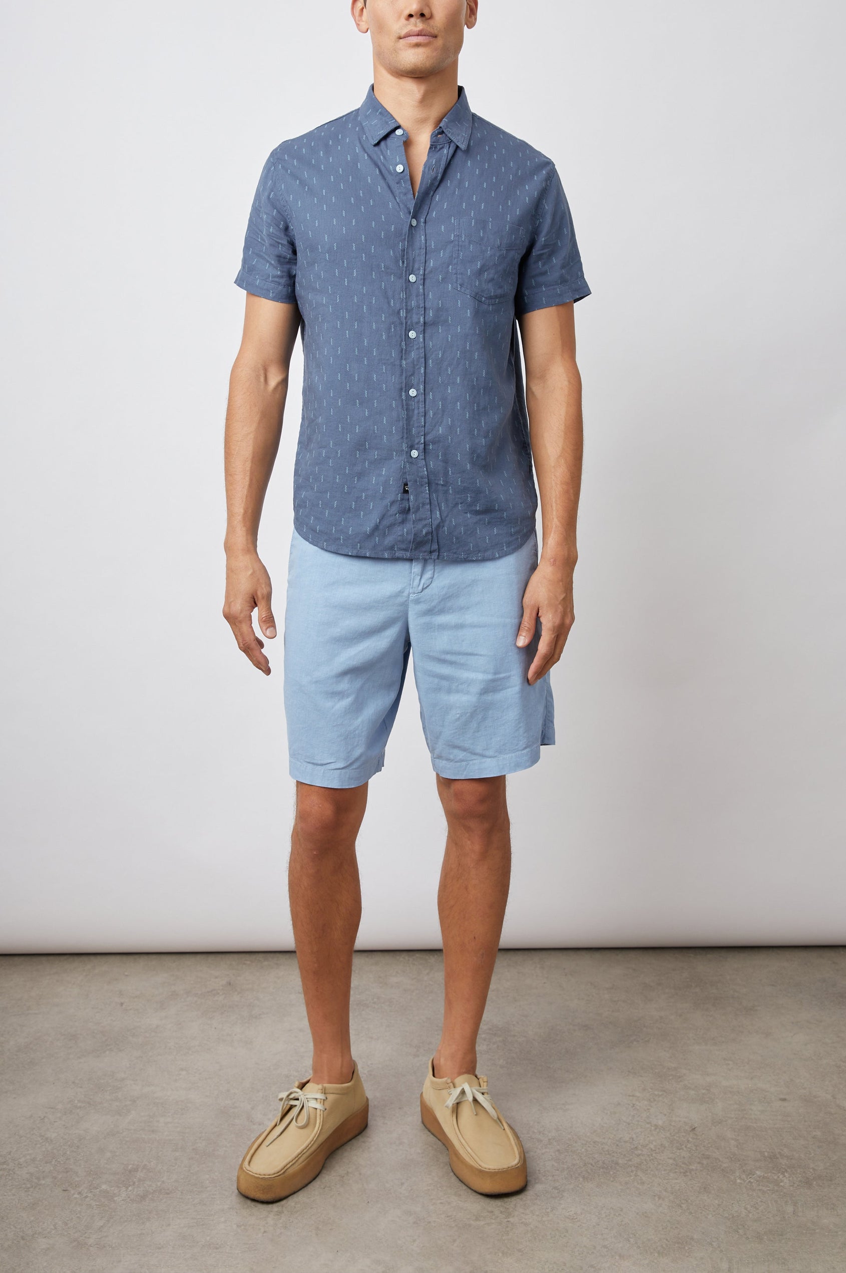 CARSON LOUIS LEAF NAVY GREEN SHIRT - FULL BODY