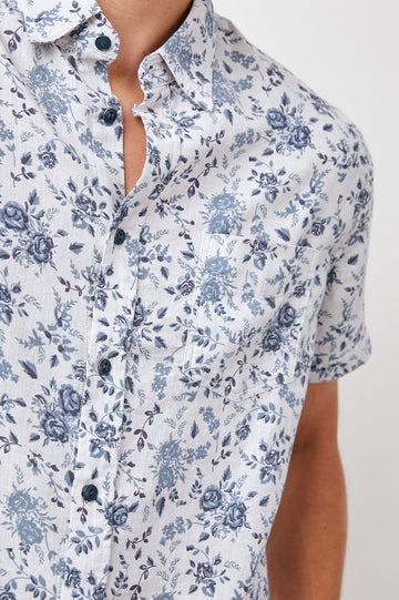 CARSON DESERT ROSE INDIA INK SHORT SLEEVE BUTTON DOWN SHIRT- DETAIL