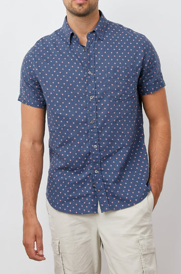 CARSON SHIRT - INDIGO SUMMER CALICO - FRONT BODY