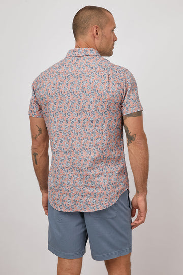 CARSON SCATTERED POSY PEACH SHORT SLEEVE BUTTON DOWN- BACK