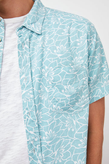 CARSON SERENITY AQUA BUTTON DOWN SHIRT-DETAIL