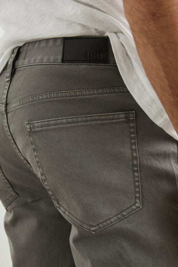 Carver Pants with Belt Loops, Two Front Pockets plus a Coin Pocket and Two Back Patch Pockets in Faded Grey Colorway - Back View Featured on Model