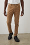 Carver Pants with Belt Loops, Two Front Pockets plus a Coin Pocket and Two Back Patch Pockets in Corduroy Sandstone Colorway - Front View Featured on Model