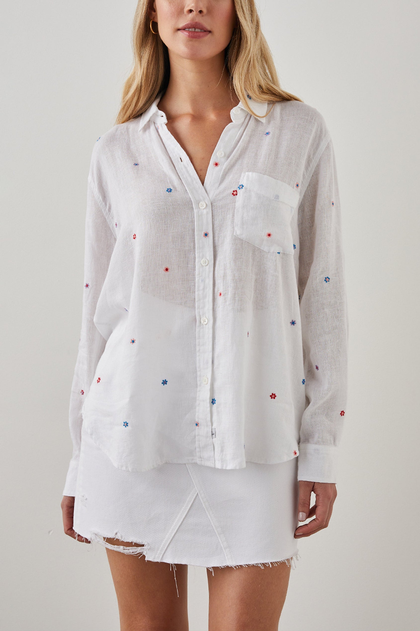 CHARLI SHIRT - MULTI DAISY EMBROIDERY