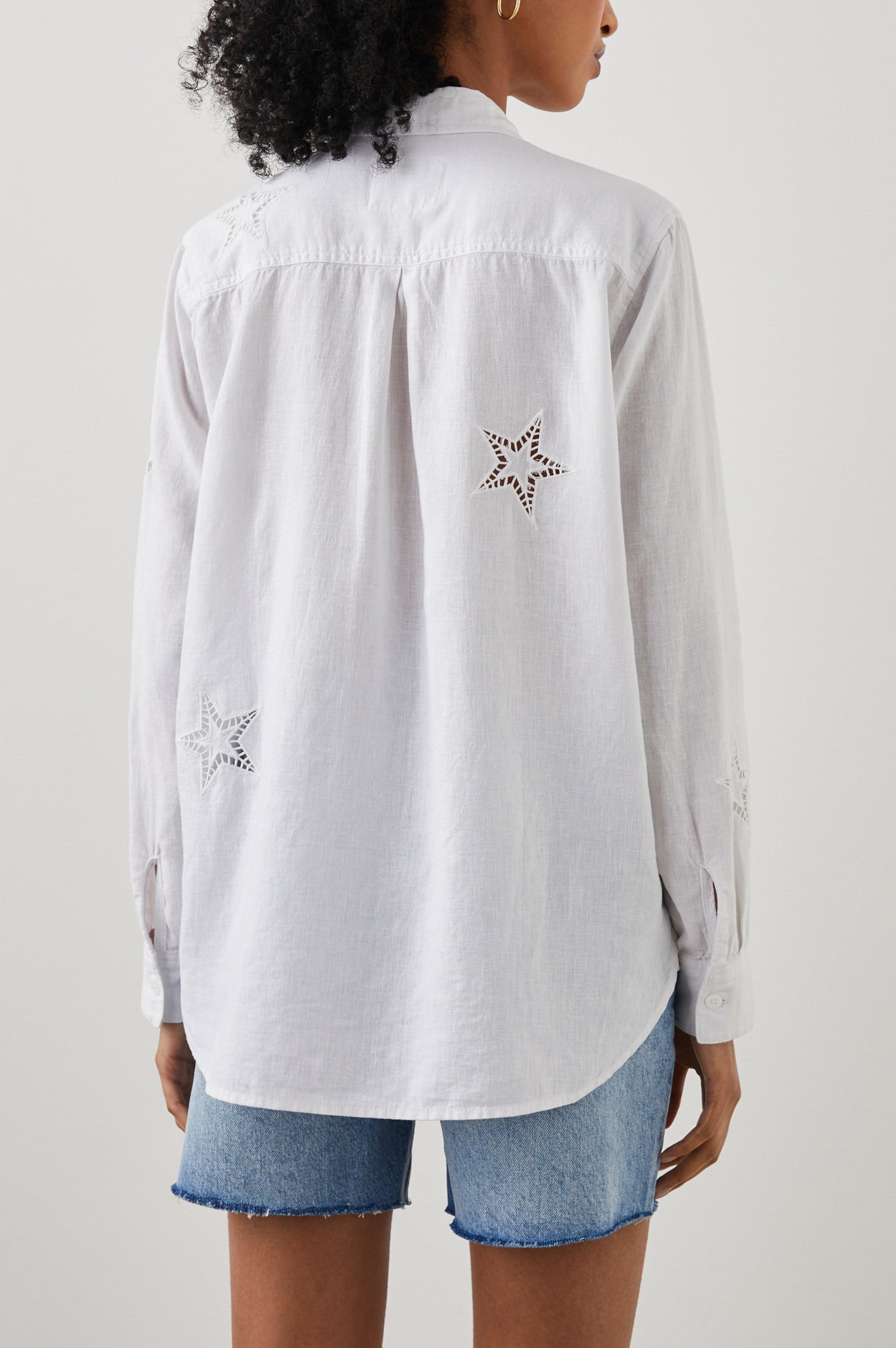 CHARLI SHIRT - WHITE EYELET STARS - BACK  BODY