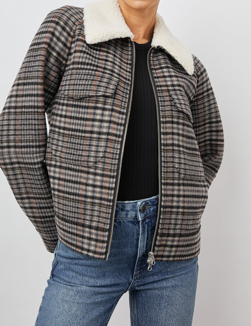 CHEYENNE ONYX TAUPE PINK JACKET- FRONT UNZIPPED