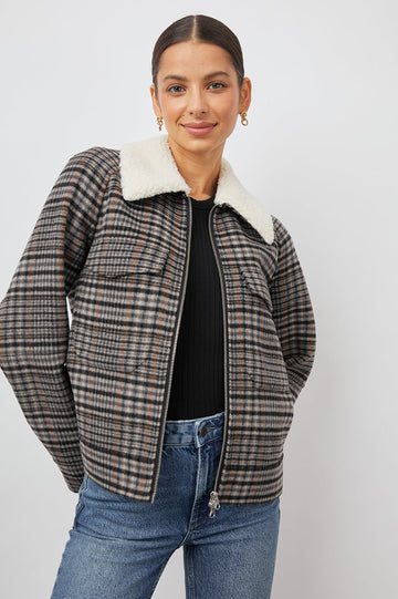 CHEYENNE ONYX TAUPE PINK JACKET- FRONT UNZIPPED