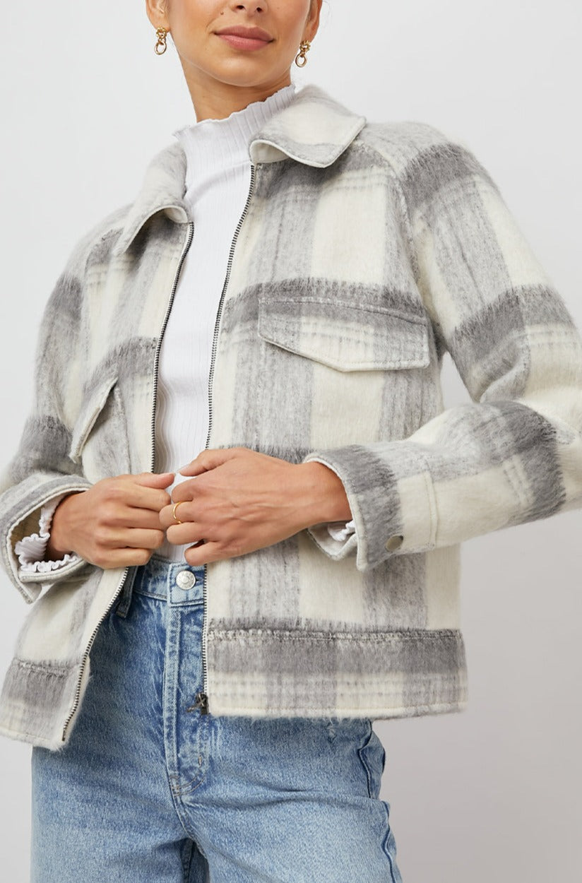 CHEYENNE SNOW GREY JACKET-SIDE ANGLE