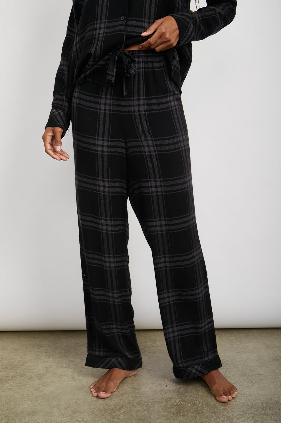 CLARA NOIR CARBON PAJAMAS- FRONT bottoms