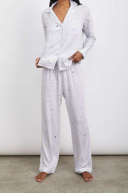 CLARA ROBIN PINSTRIPE PAJAMAS- FRONT FULL BODY