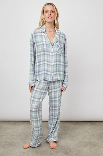CLARA SEA BREEZE NAVY PEACH PAJAMAS- FULL FRONT BODY