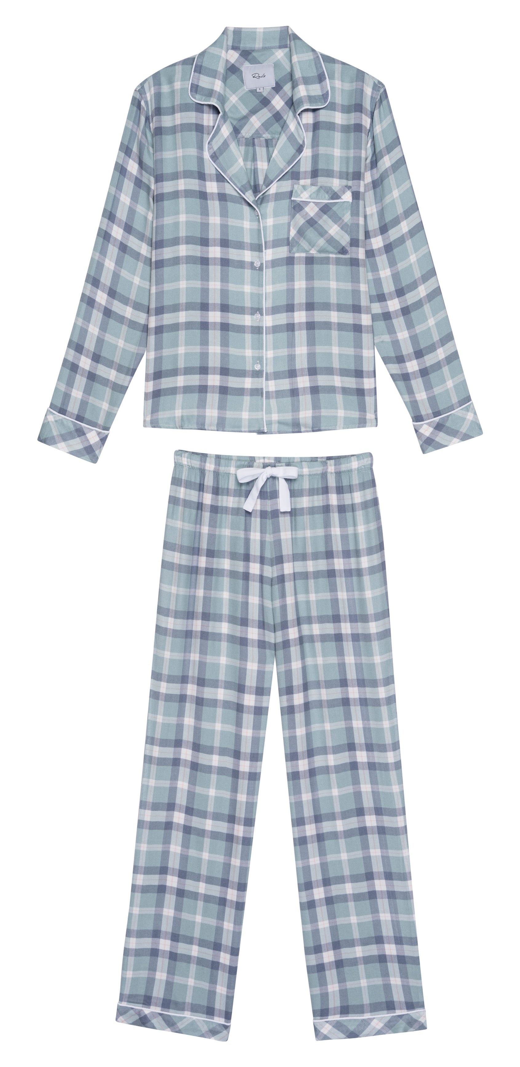 CLARA SEA BREEZE NAVY PEACH PAJAMAS-FLAT